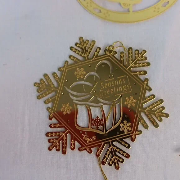 10 Gold Tone Christmas Tree Ornament Lot Die Cut Brass Vintage - Picture 3 of 16